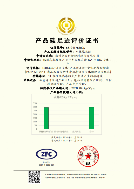 产品碳足迹评价证书